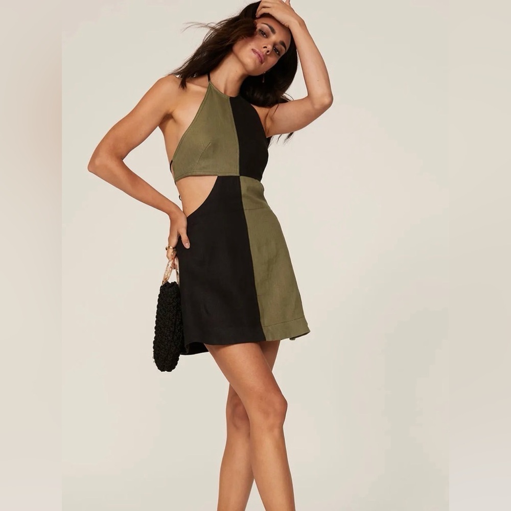 Matthew Bruch Two-Tone Halter Dress
